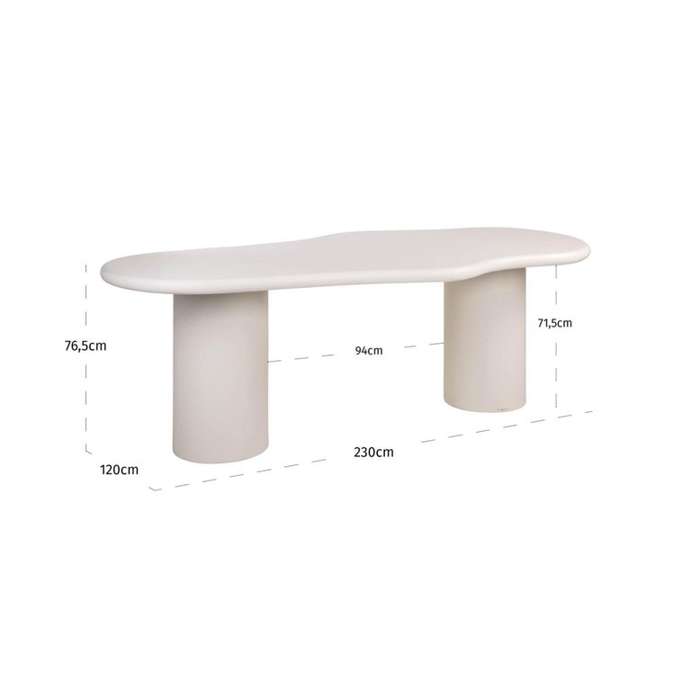 Bloomstone Dining Table - 230cm - 10 Seater - Double Pedestal - White