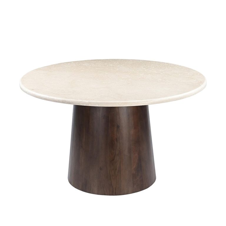 Brix Bottecino Dining Table - 130cm - 4 Seater - Pedestal - Chestnut - Ceramic and Mango Wood