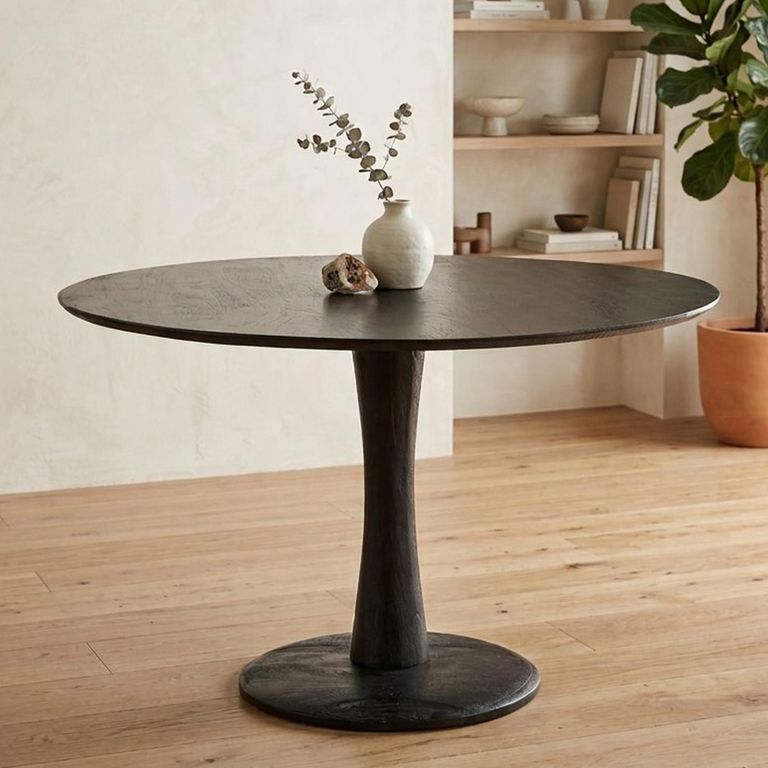 Brix Vivian Dining Table - 120cm - 4 Seater - Round - Pedestal - Black - Mango Wood
