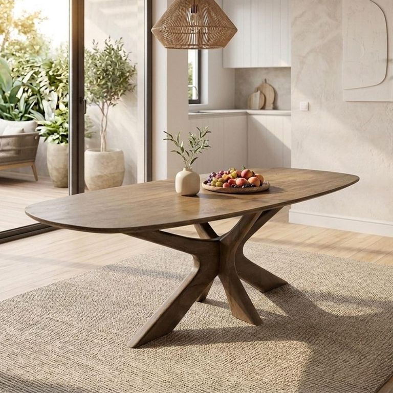 Montereux Dining Table - 220cm - 8 Seater - Oval - Spider Legs - Malta - Mango Wood