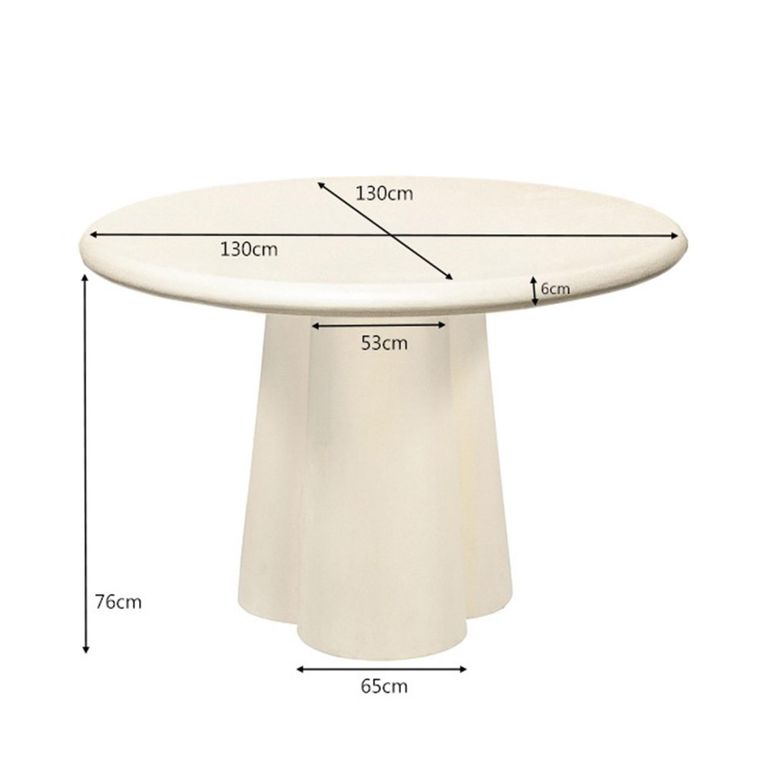 Brix Clubs Dining Table - 130cm - 4 Seater - Round - Pedestal - Sandy - Concrete