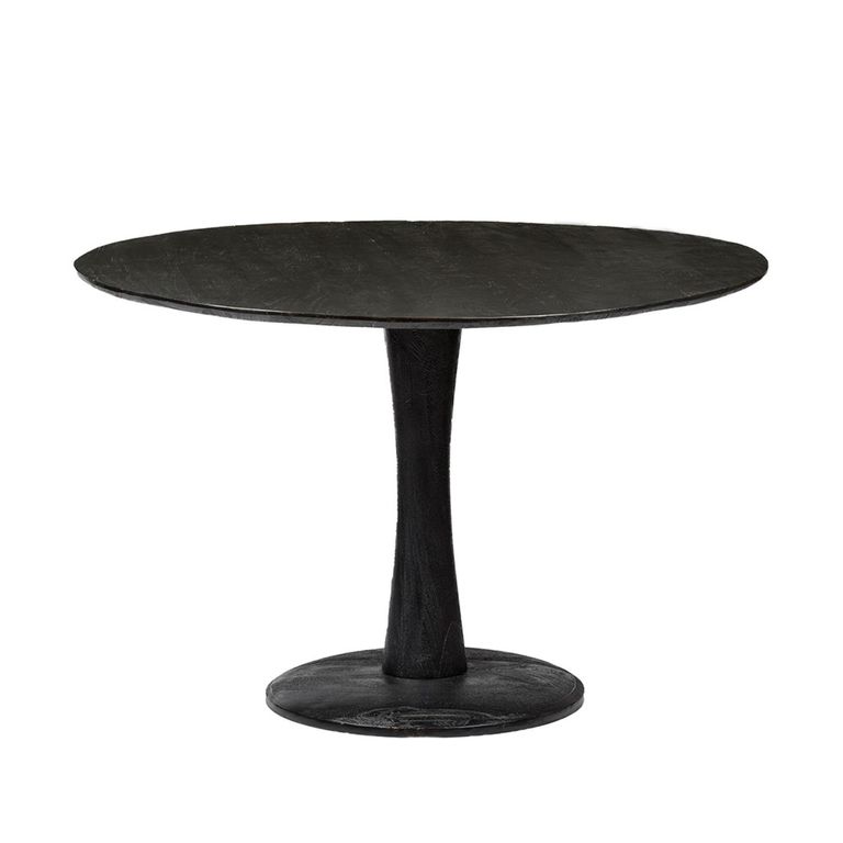 Brix Vivian Dining Table - 120cm - 4 Seater - Round - Pedestal - Black - Mango Wood