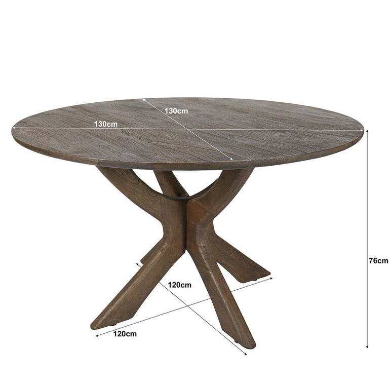 Montereux Dining Table - 130cm - 4 Seater - Round - Spider Legs - Malta - Mango Wood