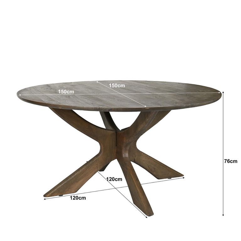 Montereux Dining Table - 150cm - 6 Seater - Round - Spider Legs - Malta - Mango Wood