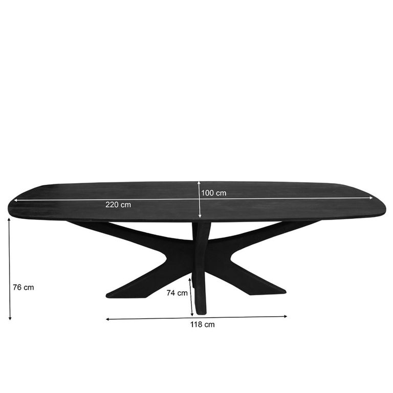 Montereux Dining Table - 220cm - 8 Seater - Oval - Spider Legs - Charcoal - Mango Wood