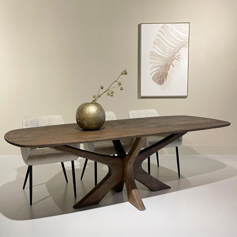Montereux Dining Table - 220cm - 8 Seater - Oval - Spider Legs - Malta - Mango Wood