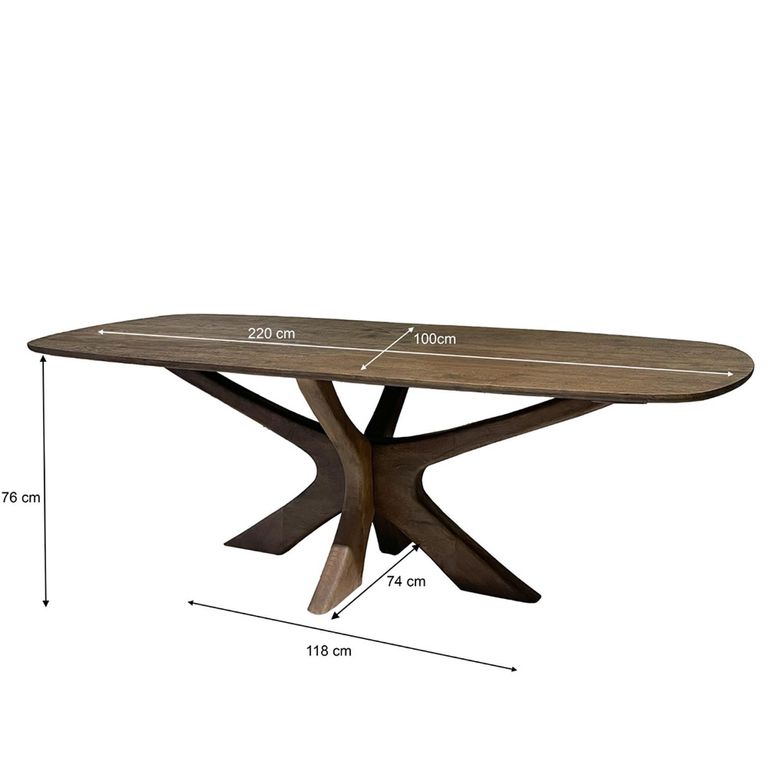 Montereux Dining Table - 220cm - 8 Seater - Oval - Spider Legs - Malta - Mango Wood