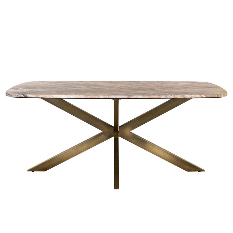 Bottega Dining Table - 190cm - 8 Seater - Spider Legs - Blush Beige - Marble and Metal