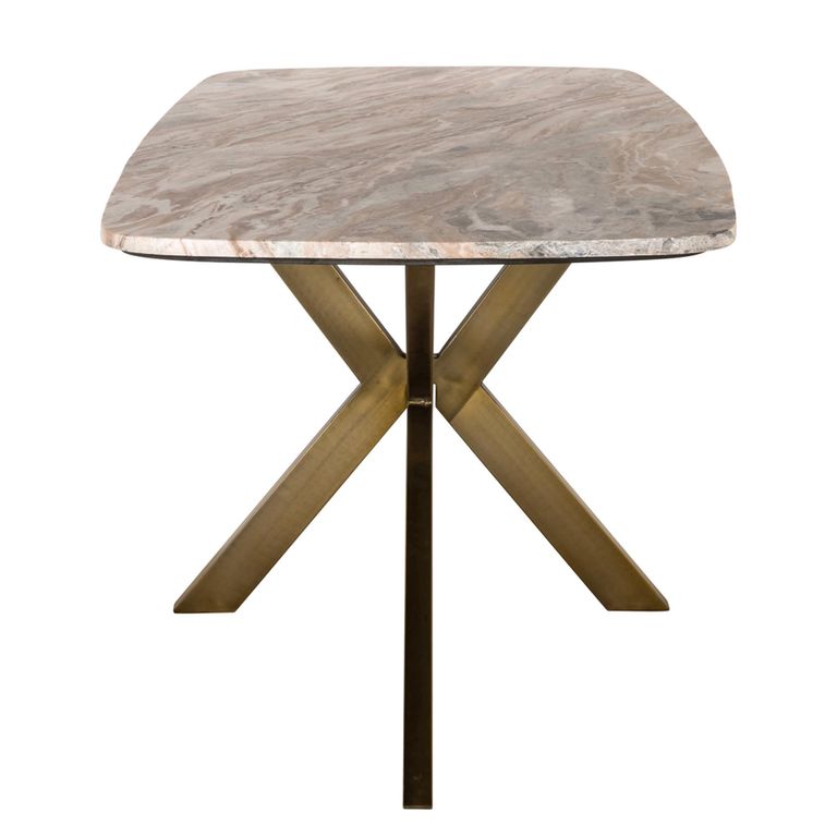 Bottega Dining Table - 190cm - 8 Seater - Spider Legs - Blush Beige - Marble and Metal