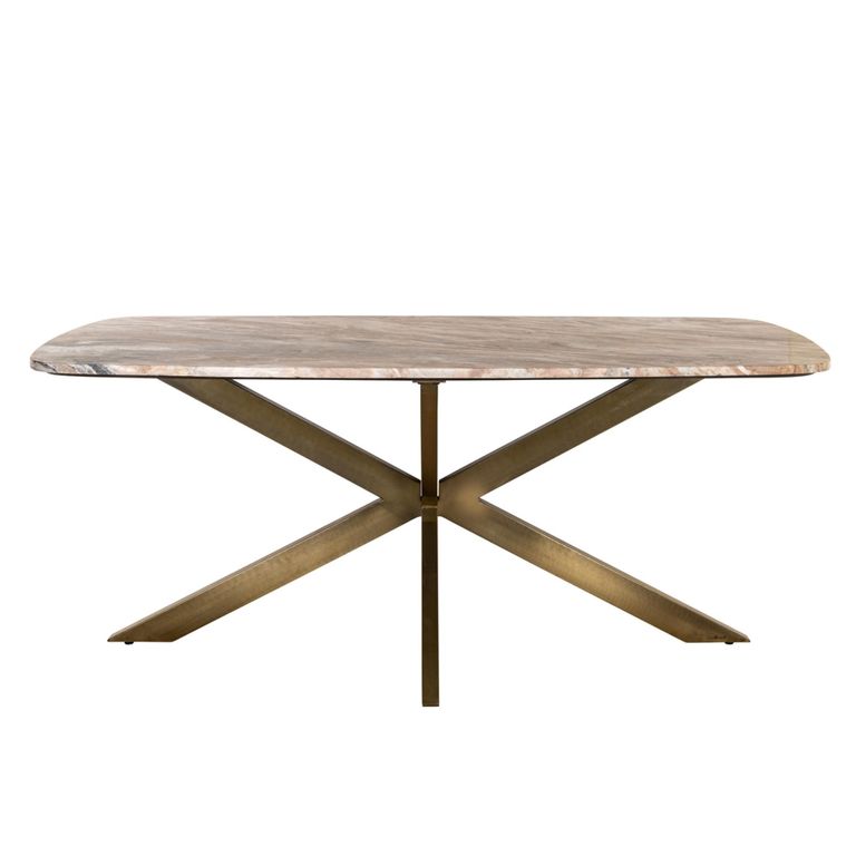 Bottega Dining Table - 220cm - 10 Seater - Spider Legs - Blush Beige - Marble and Metal