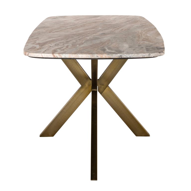 Bottega Dining Table - 220cm - 10 Seater - Spider Legs - Blush Beige - Marble and Metal