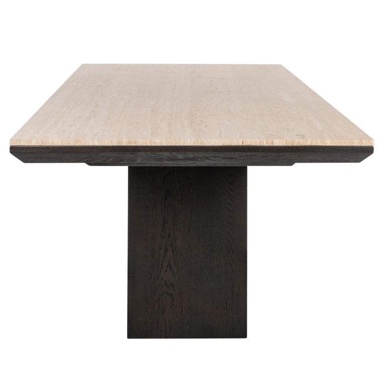 Claremont Dining Table - 230cm - 10 Seater - Pedestal - Brown - Travertine Top