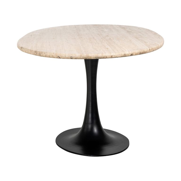 Hampton Travertine Beige 8 Seater Oval Dining Table with Back Tulip Base