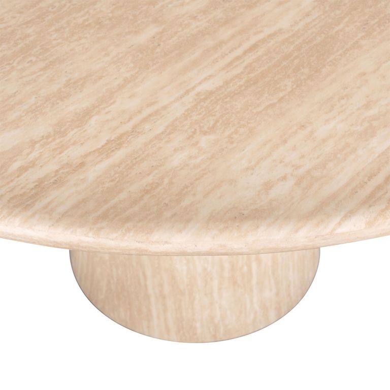 Fictus Travertine Beige 6 Seater Round Pedestal Dining Table
