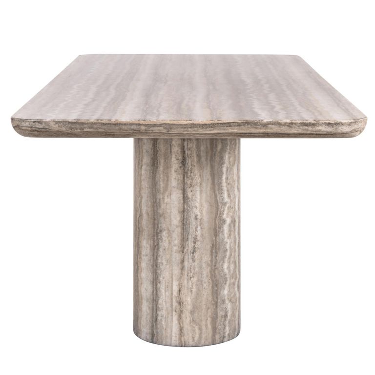 Dulce Dining Table - 225cm - 10 Seater - Double Pedestal - Grey - Marble