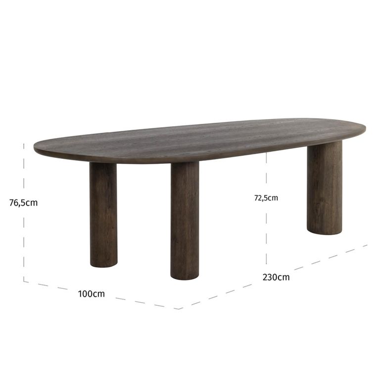 Ellington Dining Table - 230cm - 10 Seater - Brown - Oak