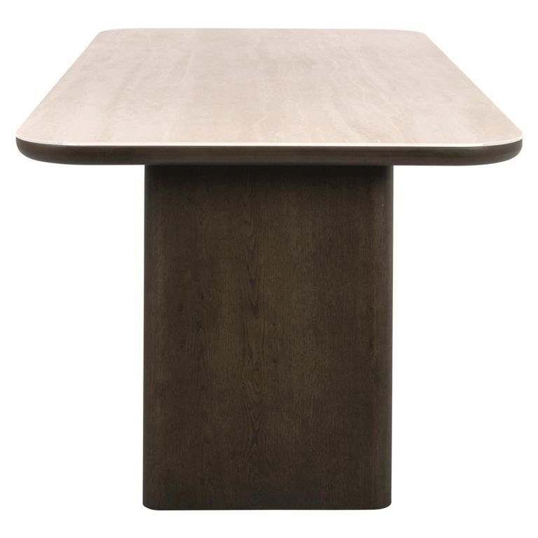 Nando Dining Table - 230cm - 10 Seater - Double Pedestal - Brown - Ceramic and Oak