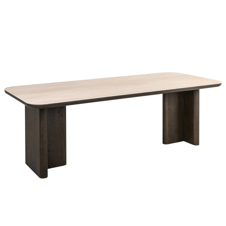 Nando Dining Table - 270cm - 10 Seater - Double Pedestal - Brown - Ceramic and Oak