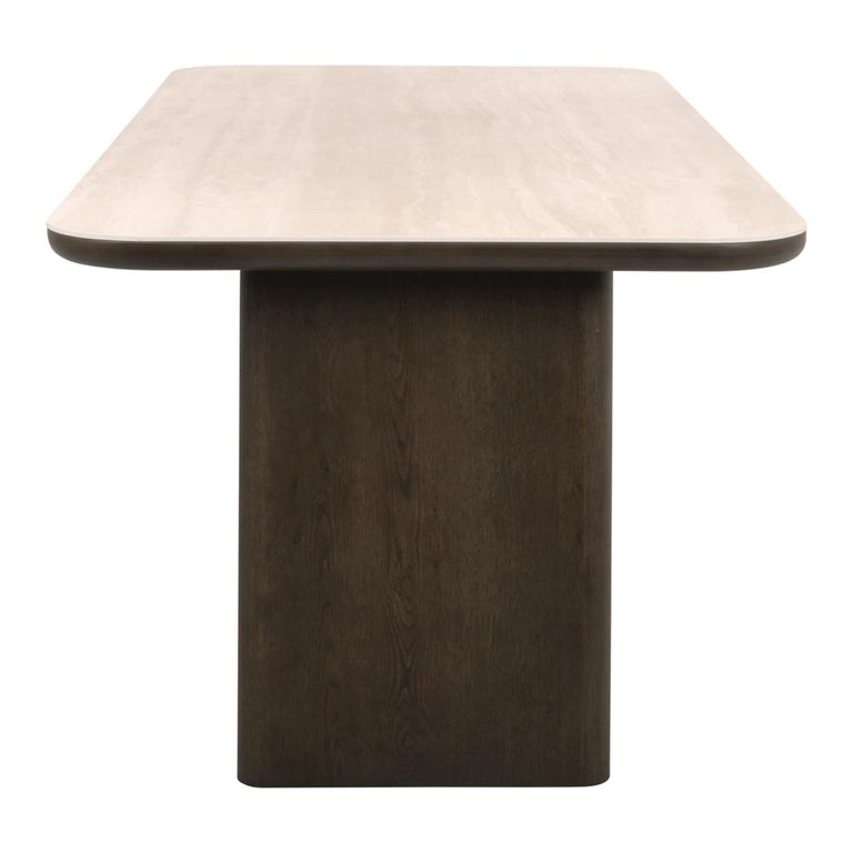 Nando Dining Table - 270cm - 10 Seater - Double Pedestal - Brown - Ceramic and Oak