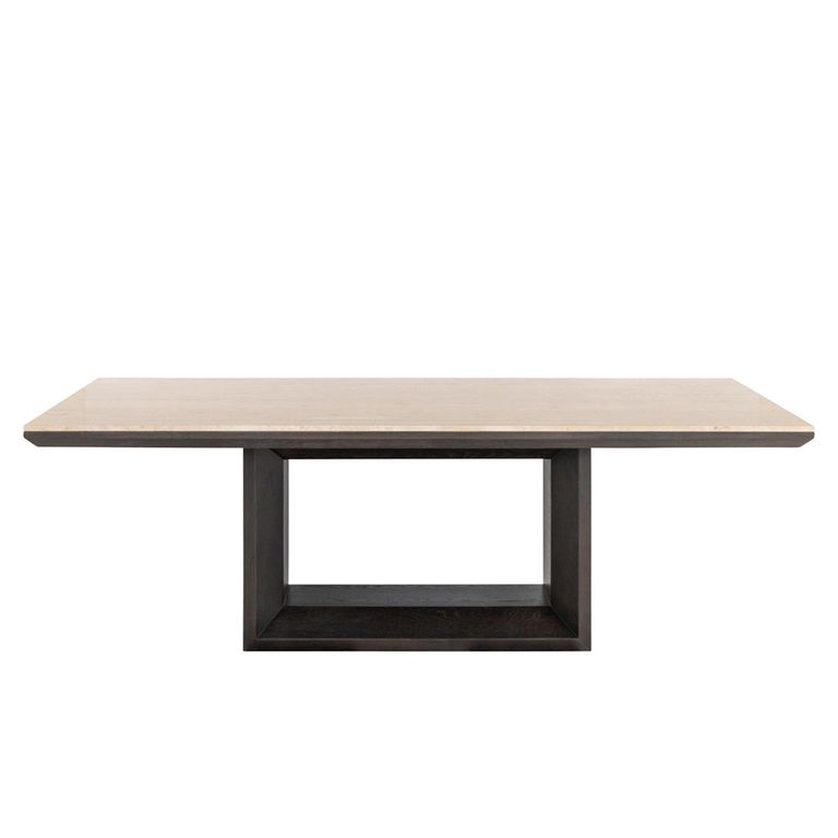 Claremont Dining Table - 230cm - 10 Seater - Pedestal - Brown - Travertine Top