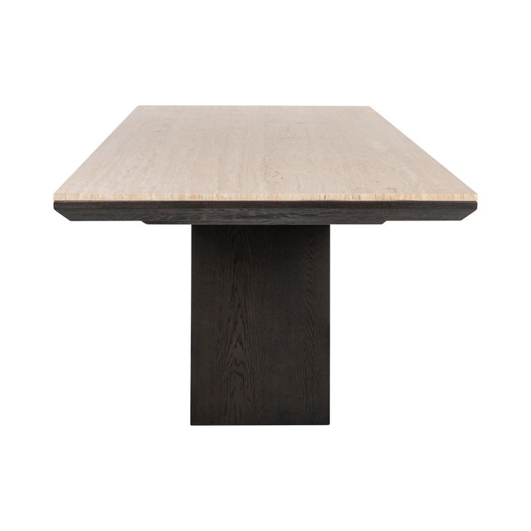 Claremont Dining Table - 230cm - 10 Seater - Pedestal - Brown - Travertine Top