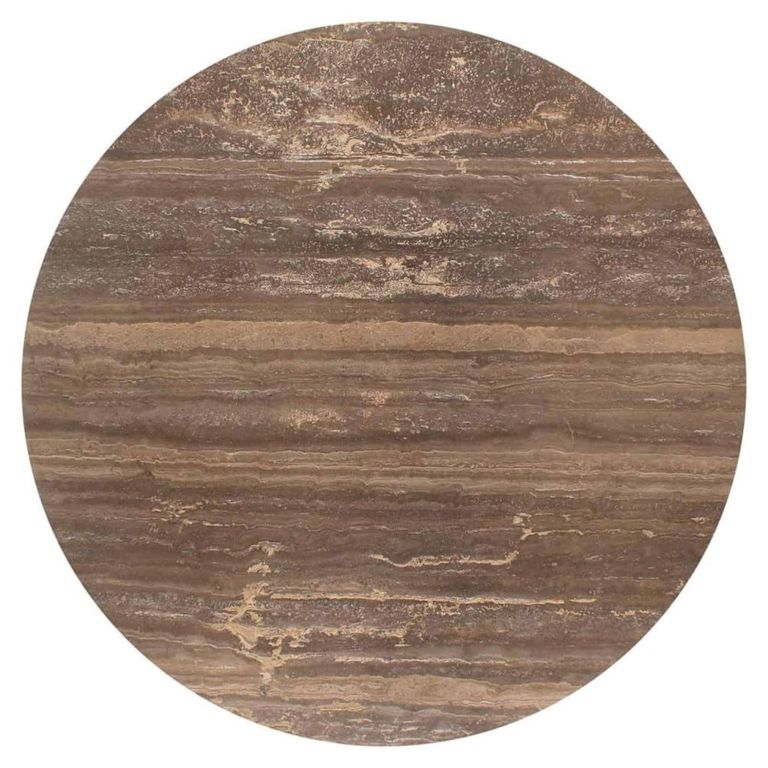 Russo Dining Table - 140cm - 6 Seater - Round - Fluted Base - Ash Brown - Travertine Top