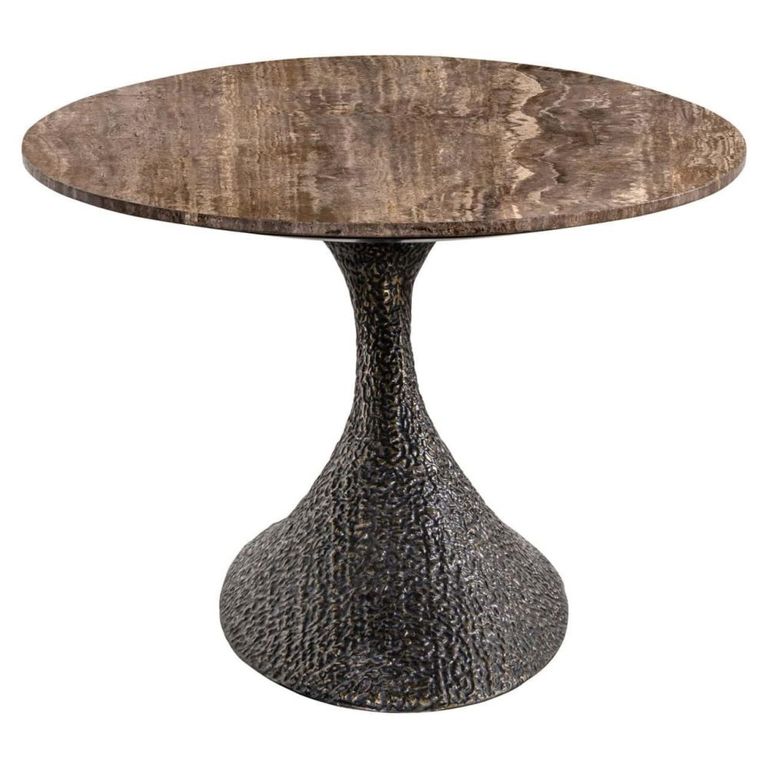 Russo Dining Table - 235cm - 10 Seater - Ellipse - Ash Brown - Travertine Top and Aluminum