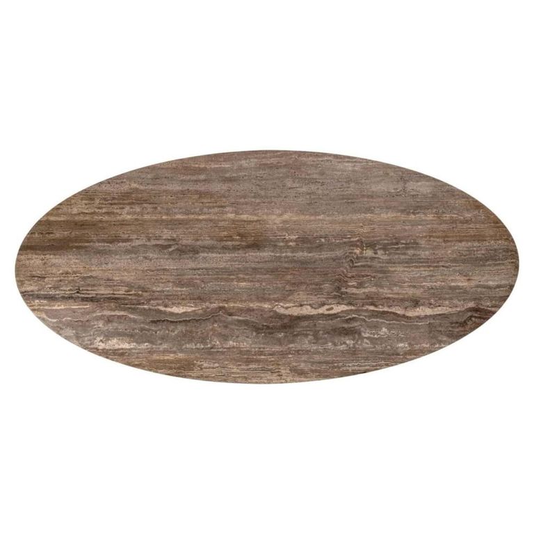 Russo Dining Table - 235cm - 10 Seater - Ellipse - Ash Brown - Travertine Top and Aluminum