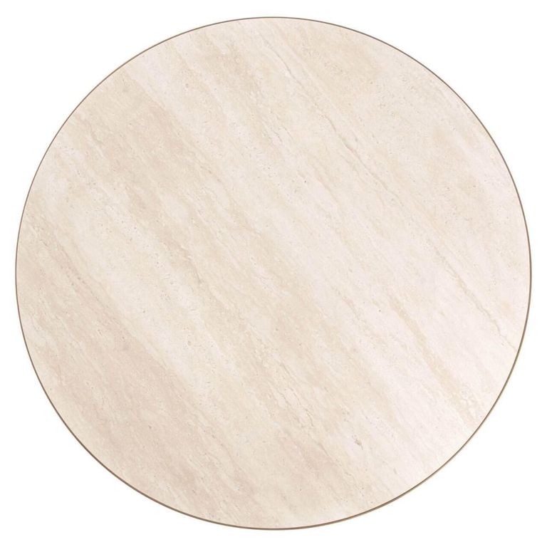 Tivoli Dining Table - 130cm - 6 Seater - Round - Pedestal - with Gold Trim - White - Ceramic
