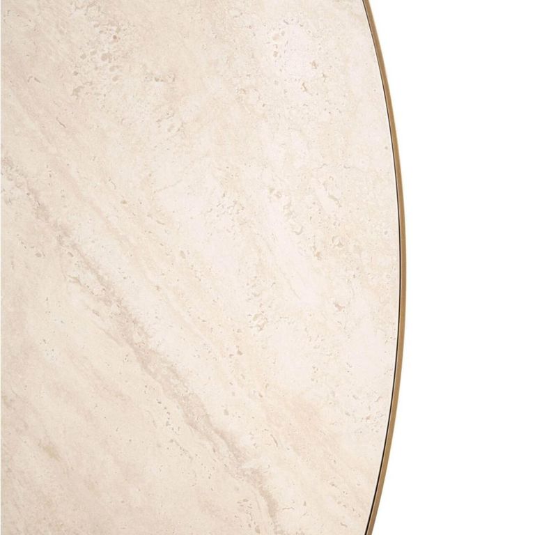 Tivoli Dining Table - 130cm - 6 Seater - Round - Pedestal - with Gold Trim - White - Ceramic