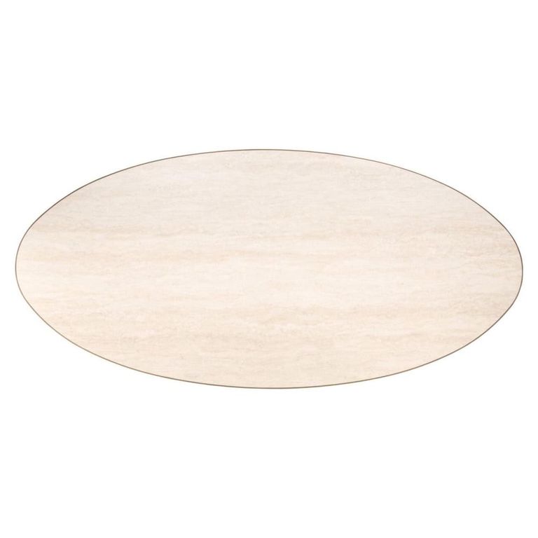 Tivoli Dining Table - 230cm - 10 Seater - Oval - Pedestal - with Gold Trim - White - Ceramic