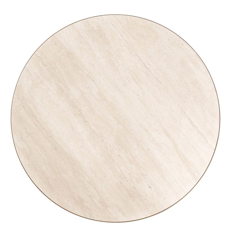 Tivoli Dining Table - 130cm - 6 Seater - Round - Pedestal - with Gold Trim - White - Ceramic