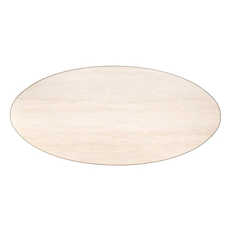 Tivoli Dining Table - 230cm - 10 Seater - Oval - Pedestal - with Gold Trim - White - Ceramic