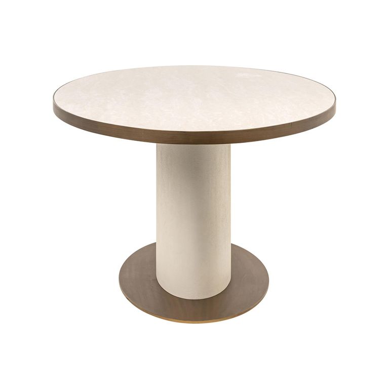 Tivoli Dining Table - 230cm - 10 Seater - Oval - Pedestal - with Gold Trim - White - Ceramic