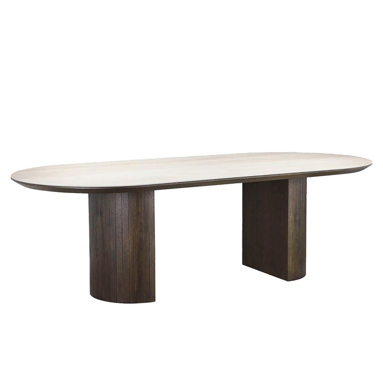 Ritz Beige Ceramic Top 10 Seater Pedestal Dining Table