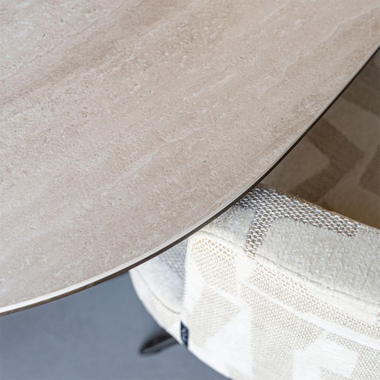 Ritz Beige Ceramic Top 8 Seater Pedestal Dining Table