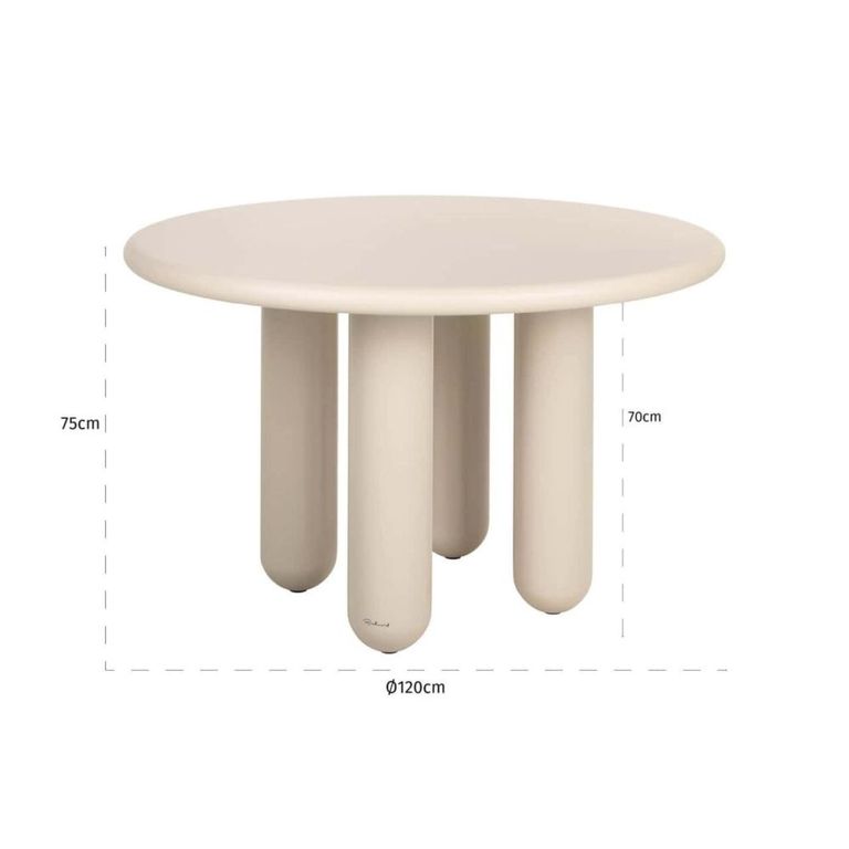Calma Dining Table - 120cm - 4 Seater - Round - Beige - Recycled Wood