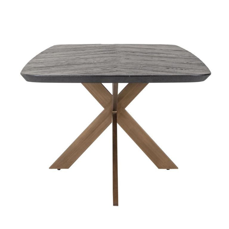 Hayley Dining Table - 280cm - 10 Seater - Spider Leg - Chevron - Dark Coffee - Recycled Oak and Metal