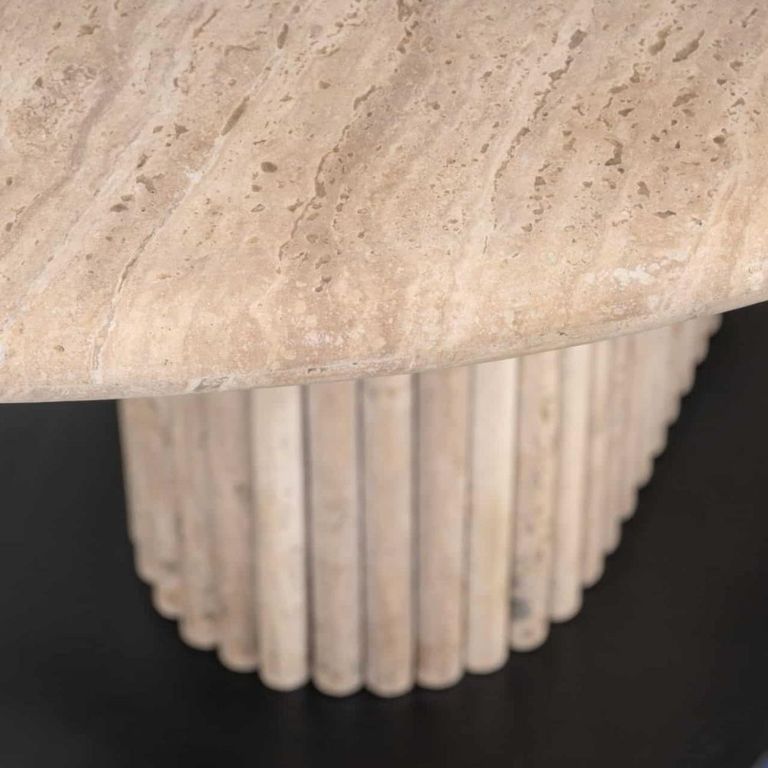 La Cantera Dining Table - 200cm - 8 Seater - Oval - Fluted Base - Beige - Travertine