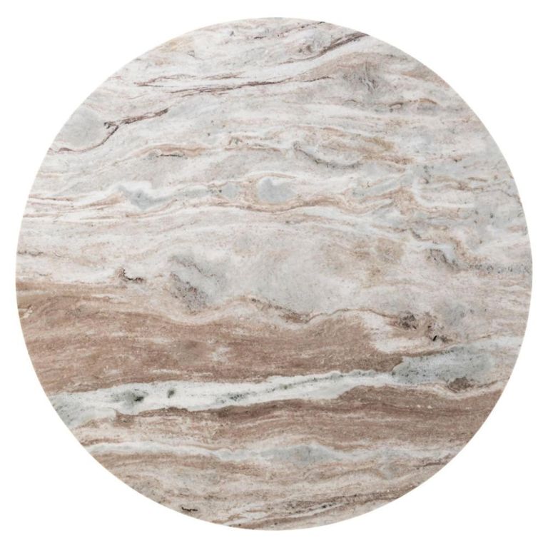 Nyon Dining Table - 120cm - 4 Seater - Round - Fluted Base - Blush Beige and Black - Marble and Metal
