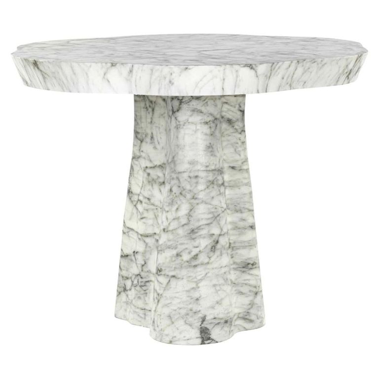 Rockyard Outdoor Dining Table - 100cm - 4 Seater - Abstract - Pedestal - White - Concrete