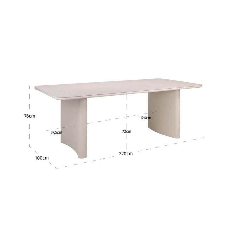 Senza Outdoor Dining Table - 220cm - 10 Seater - Light Beige - Aluminum