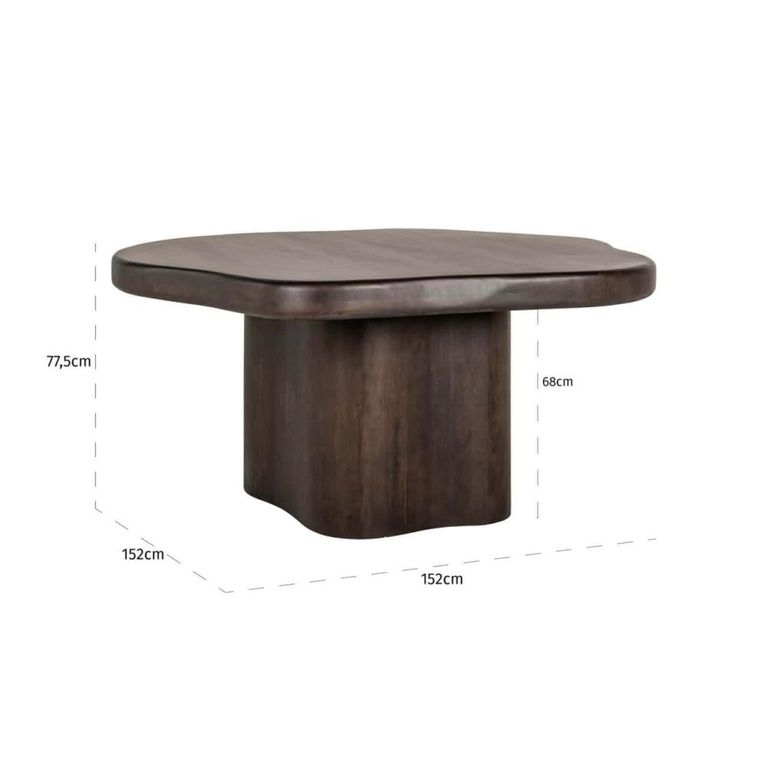 Sherman Dining Table - 150cm - 6 Seater - Abstract - Pedestal - Dark Brown - Acacia Wood