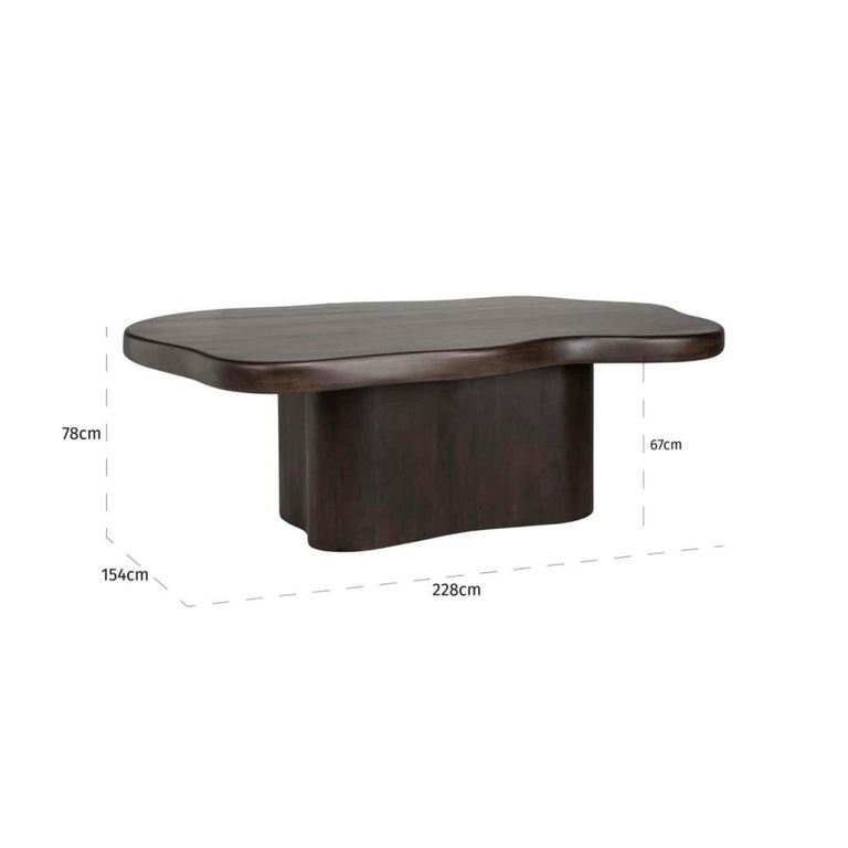 Sherman Dining Table - 230cm - 10 Seater - Abstract - Pedestal - Dark Brown - Acacia Wood