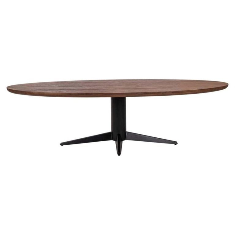 Stafford Dining Table - 280cm - 12 Seater - Oval - Spicebrown and Black - Mango Wood and Metal