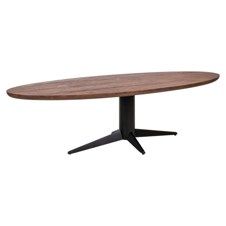 Stafford Dining Table - 280cm - 12 Seater - Oval - Spicebrown and Black - Mango Wood and Metal