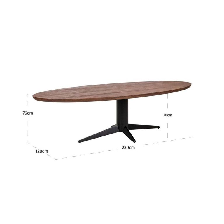 Stafford Dining Table - 280cm - 12 Seater - Oval - Spicebrown and Black - Mango Wood and Metal