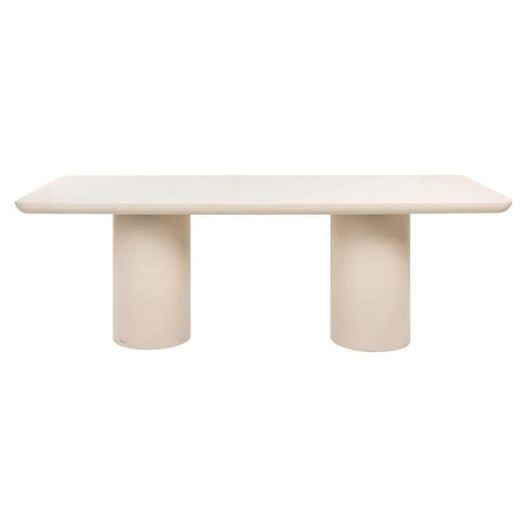 Urban Bloom Outdoor Dining Table - 230cm - 10 Seater - Double Pedestal - Sandstone - Concrete