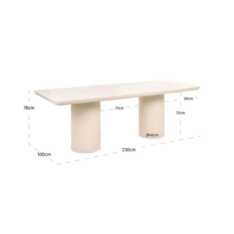 Urban Bloom Outdoor Dining Table - 230cm - 10 Seater - Double Pedestal - Sandstone - Concrete