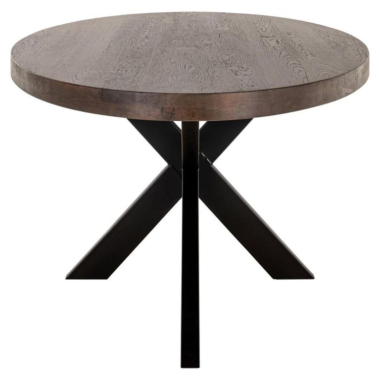 Watson Dining Table - 235cm - 10 Seater - Oval - Spider Leg - Dark Brown and Black - Oak and Metal
